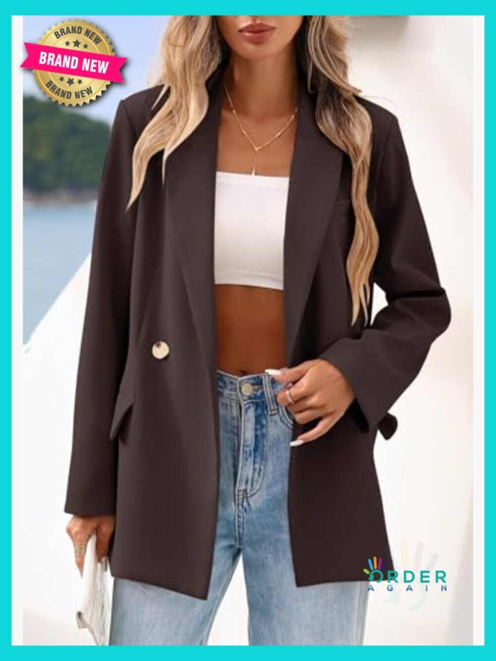 Blazer Women Business Casual Long Sleeve Lapel Open Front Suit Jacket Office - Picture 5 of 7